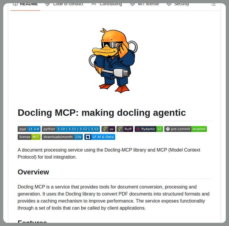 docling-mcp — IBM Docling como ferramenta MCP para agentes